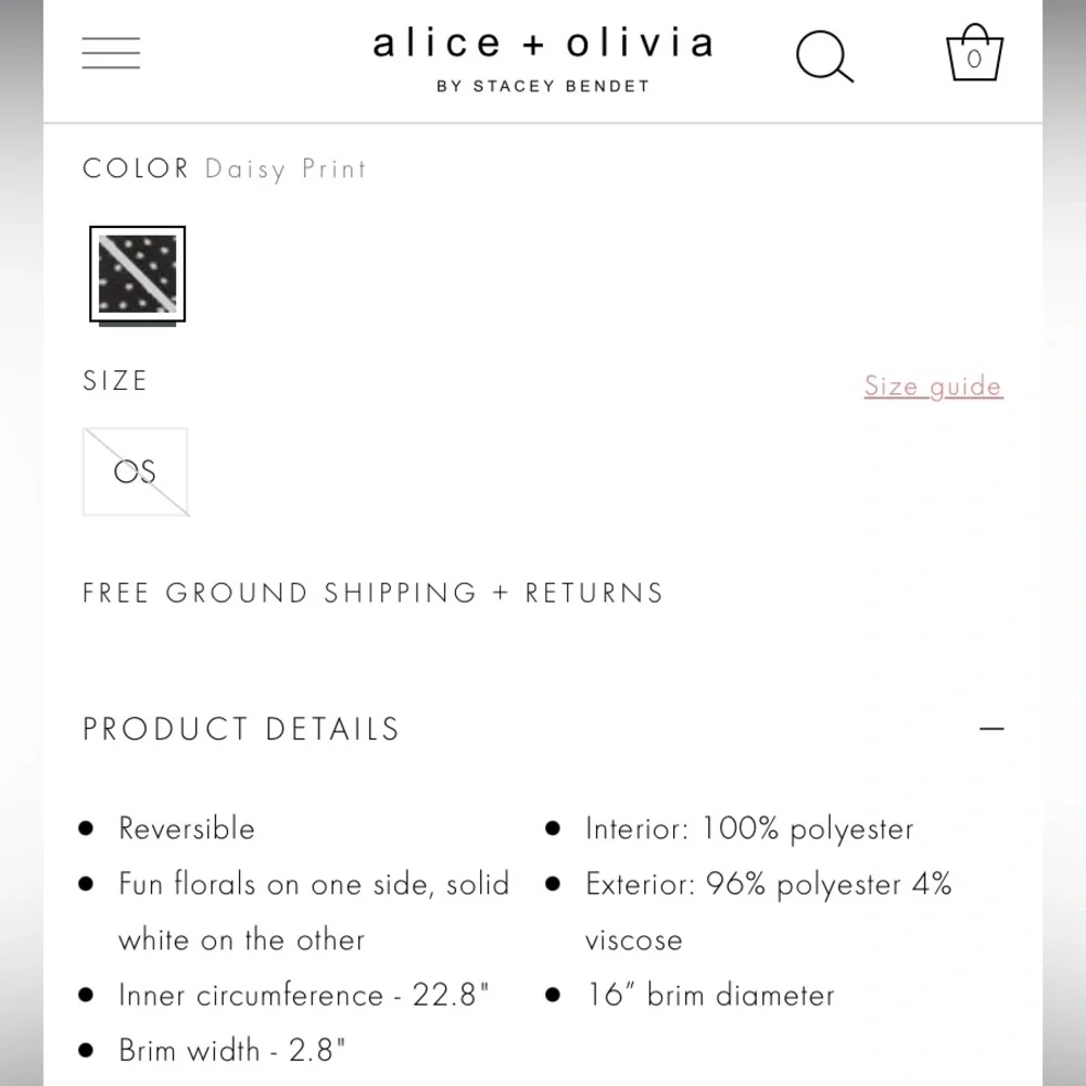 New Alice + Olivia X Fabfitfun reversible Bucket hat black/white daisy - Picture 11 of 15